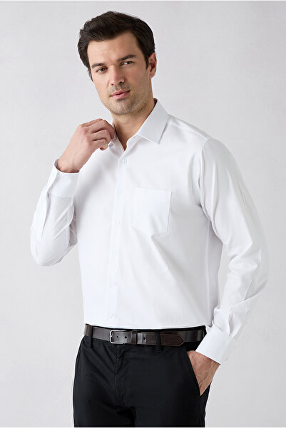 Kiğılı Long Sleeve Regular Fit Classic Collar Pocketed Patterned Cotton Shirt