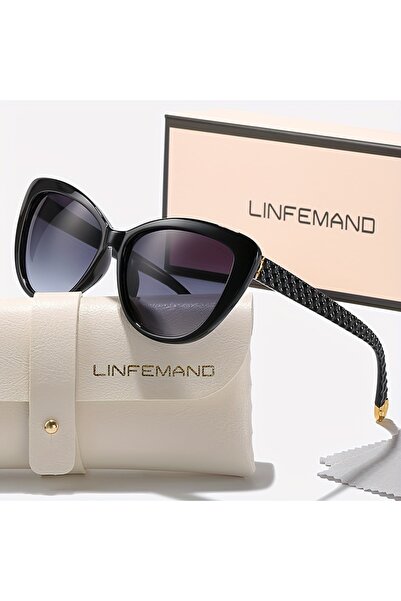 Choice Black LINFEMAND Flower Cat Eye UV400 Sunglasses Women's Fashion Fashio...