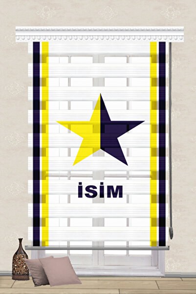 serir DİJİTAL BASKILI SARI LACİVERT ŞERİTLİ YILDIZ BASKILI MÜŞTERİYE ÖZEL İSİ...