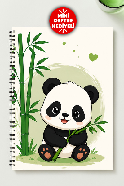 BLACKONECLASS Cute Panda Themed A5 Metal Spiral Unlined Cardboard Cover Speci...