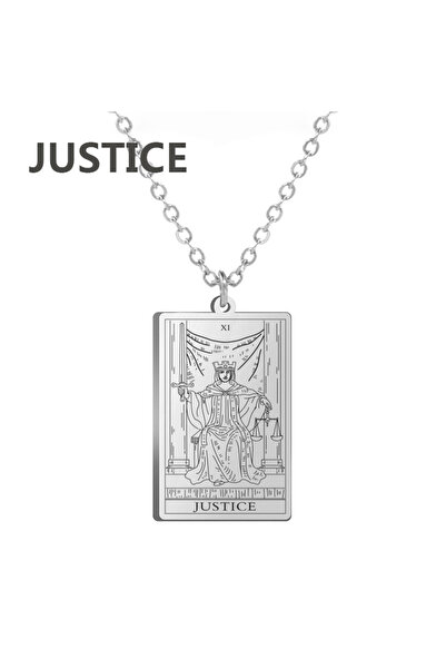 Choice35 steel color JUSTICE Stainless steel Cassic Tarot Pendant Necklace Ma...