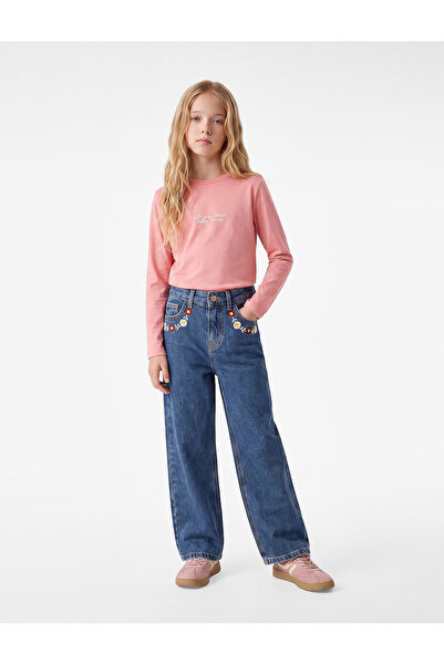 Koton Printed Crew Neck Long Sleeve Cotton T-Shirt