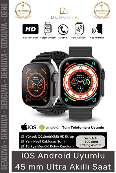 Denguva #AkıllıSaat Watch8 Ultra 2023 Smart Watch Su Geçirmez Nabız Ölçer iOS...