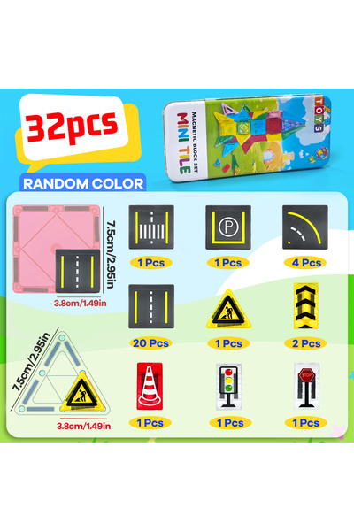 Choice 32PCS Magnetic Road Construction Set Toys For Kids Gift Magnetic Build...