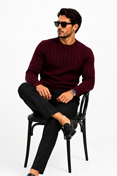 EMR Online Men's Thick Ribbed Basic Sweater