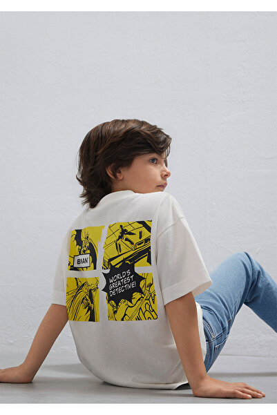 Mavi Children's M6610420-70057 Batman Printed T-Shirt Off-White Cobalt