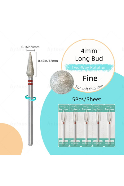 Choice9 412D-F(5D) HYTOOS 5Pcs/Set Diamond Nail Drill Bits Russian Cuticle Cl...