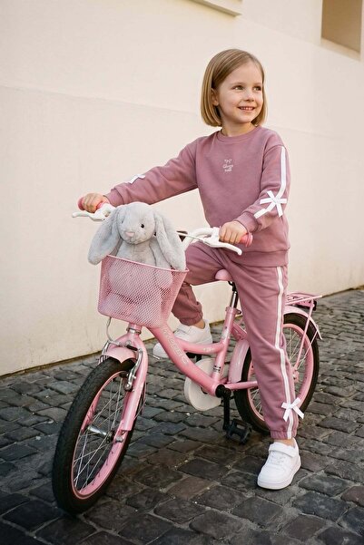 Fulla Moda Striped Bow Detailed Girls' 2-Piece Set