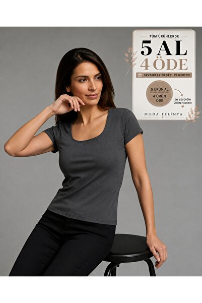 moda felinya Women's Smoked Short Sleeve Square Neck Body
