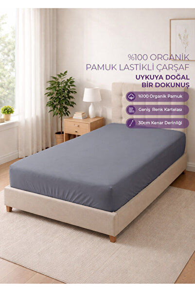 Days In Colours 100% Organic Cotton Elastic Bed Sheet - 100X200 - Gray - Dolm...