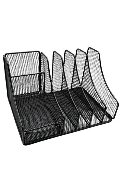 Temel Siyah Metal Mesh Masaüstü Organizer Çekmeceli Dosyalık 25x18x15 cm 9538