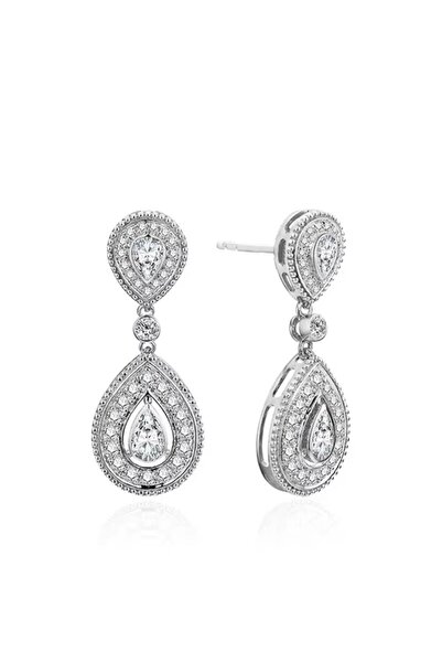 Choice1 E4069 Huitan Luxury Bridal Wedding Dangle Earrings Waterdrop CZ Silve...