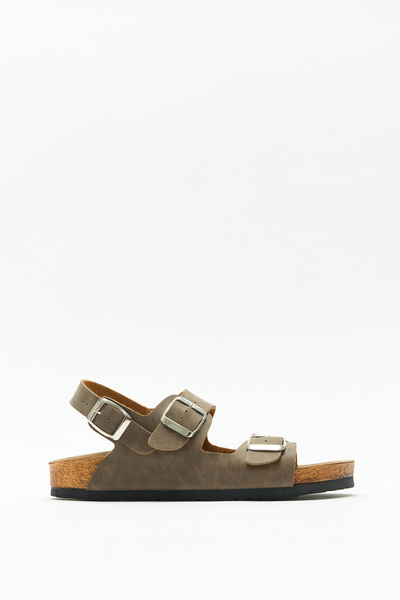 LUTVELIZADE Σανδάλια 2602 - Γυναικεία σανδάλια από βιζόν σουέντ με διπλή πόρπ...