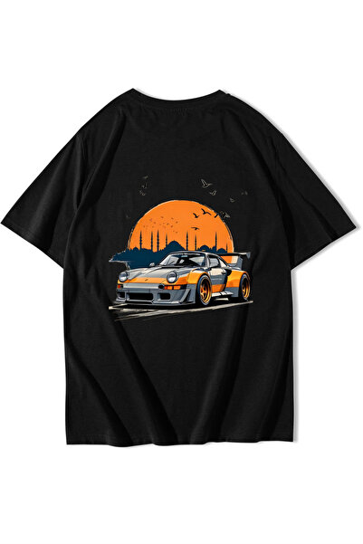 BRZ COLLECTION Tricou Unisex Oversize Istanbul & Porsche Negru