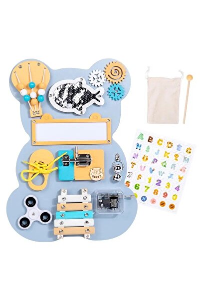 SARALMA Jucarie interactiva busy board Montessori din lemn cu activitati mult...