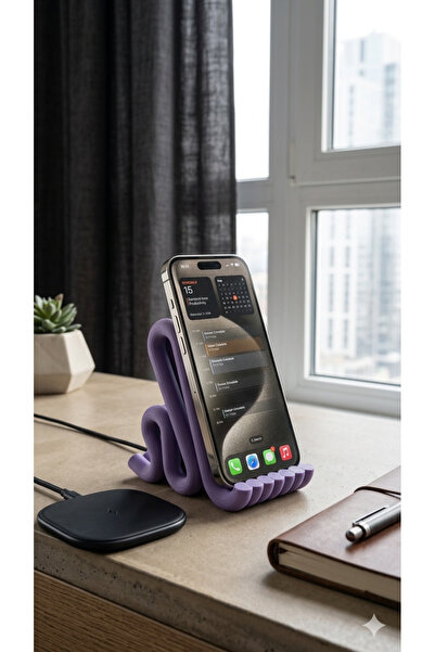 HisConcept Estetik Kıvrımlı Masaüstü Telefon Standı Tablet Standı Mor Renk - ...