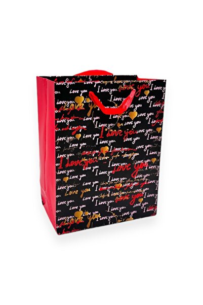 AFO Set 12 Pungi Cadou model i love you negru 18x23x10cm