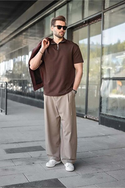 Madmext Ανδρικό μπλουζάκι με λεπτομέρεια με μισό φερμουάρ και γιακά πόλο σε κ...