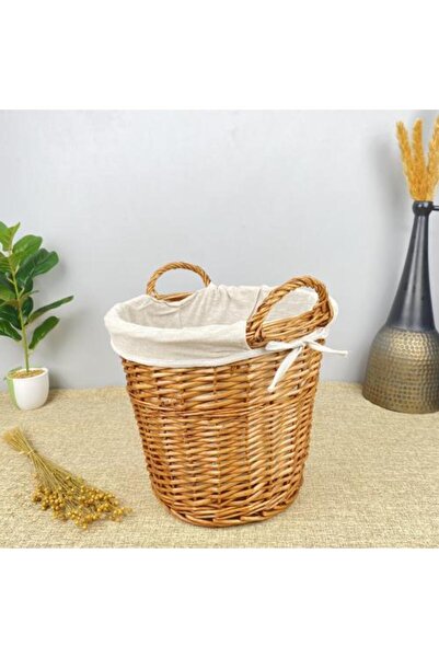 sallat almawasim Brown Circular Basket Lined with Fabric