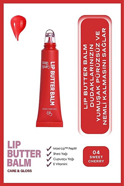 Golden Rose Lip Butter Balm Care&Gloss - 04 Sweet Cherry - Kırmızı Dudak Parlatıcısı