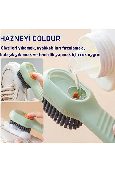 Sivrileştirilmiş Uçlu Sert Fırça, Üstten Doldurma Hazneli, Çok Amaçlı, Kumaş, Ayakkabı vb. Temizlik Fırçası