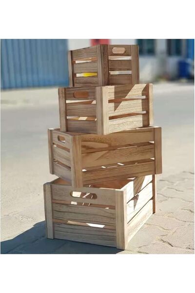 LINGWEI Wooden Storage Boxes with Handles, Rustic Decorative Crates for Home,...