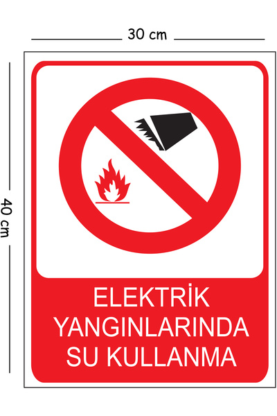 Mayeka Water Use in Metal Electrical Fires 30X40 cm A3 Warning Workplace Safe...