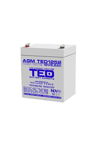 TED Electric Acumulator Staționar Etans AGM VRLA 12V 5.2A F2 T2 De Curent Rid...