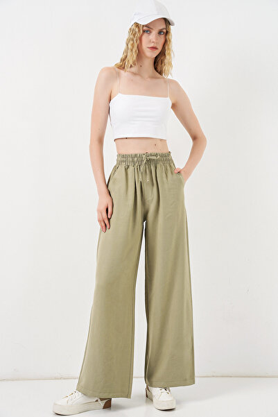 Bigdart Γυναικείο παντελόνι με ψηλή μέση και φαρδιά μπατζάκια 30097 - Çağla