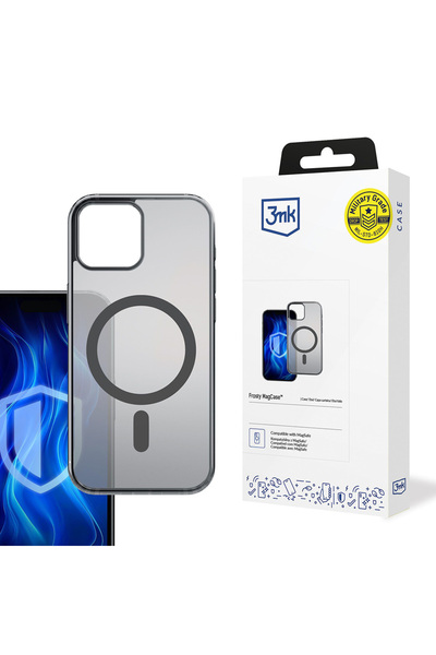 3MK Husa pentru iPhone 15, Frosty MagCase, protectie antisoc, negru