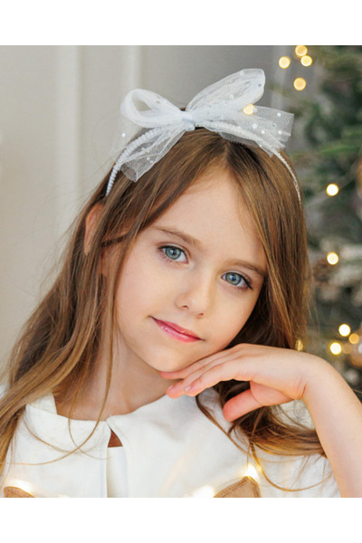 fustite cu luminite Στέκα με πέρλες και λευκό φιόγκο με γκλίτερ