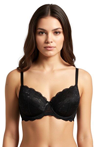 hadiora Women's Black Lace Padded Bra