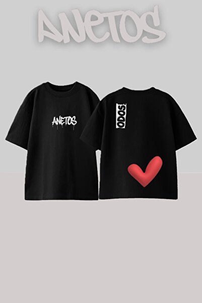 Anetos Μπλουζάκι με σχέδιο κόκκινης καρδιάς, με στάμπα στην πλάτη, βαμβακερό,...