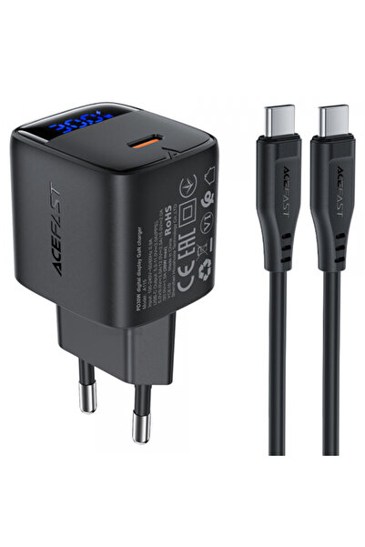 Stef's Cat Incarcator Retea Cu Cablu USB-C Acefast A115 Display, 30W, 3A, 1 x...