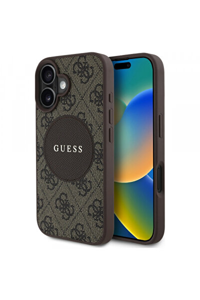 Stef's Cat Husă MagSafe pentru Apple iPhone 16, Guess, 4G Circle Classic Logo...