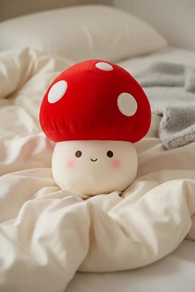 Miniso Lisanslı Mantar Peluş Oyuncak Kırmızı Beyaz – Yumuşak ve Dekoratif Oyu...