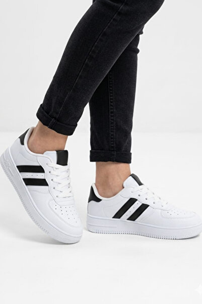 Nubbock Jerry White Black Unisex Air Sole Daily Lace-Up Sports Shoes Nk4206