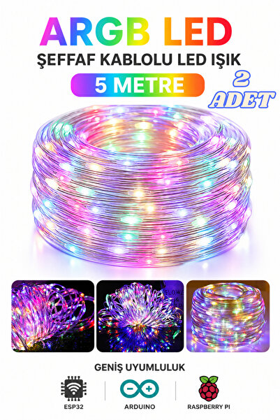 TrendDeco ESP32 ARDUINO RASPBERRY PI Projeleri İçin Uygun 5 Metre ARGB Led (2...
