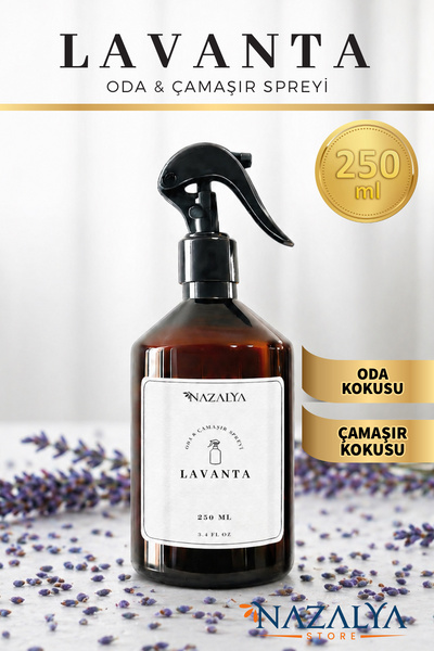 Nazalya LAVANTA - Oda Ve Çamaşır Spreyi Oda Kokusu Kalıcı ve Ferah Etkili Roo...
