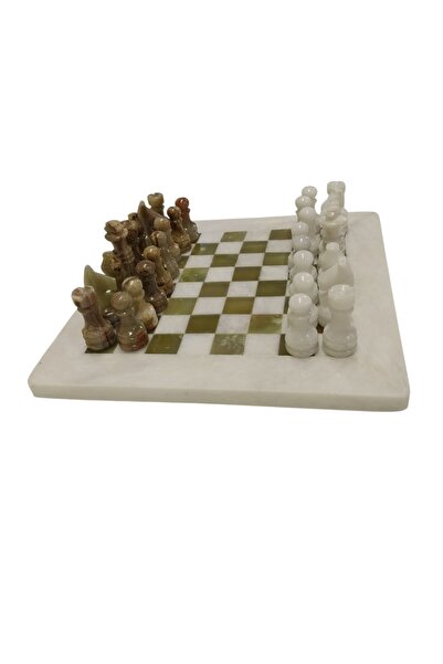 ebrişem El İşlemesi mermer Satranç Takımı (20 x 20) cm