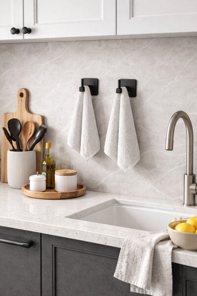 Sas Haus Güçlü Yapışkanlı Kancalı Banyo ve Mutfak Askısı Duvar Askılık Organizeri Siyah ( 2 Adet )