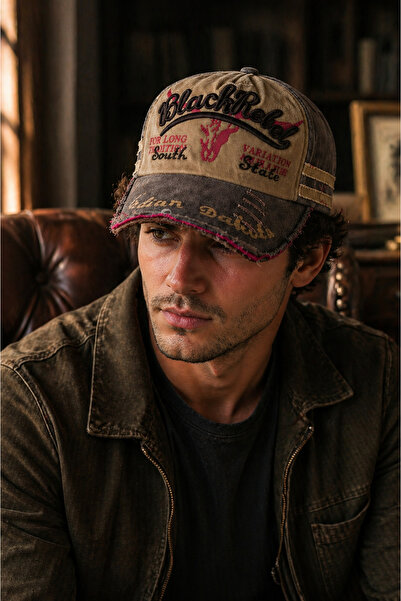 HatClub Exclusive Men's Vintage Washed Hat Black Rebel Embroidered Adjustable...