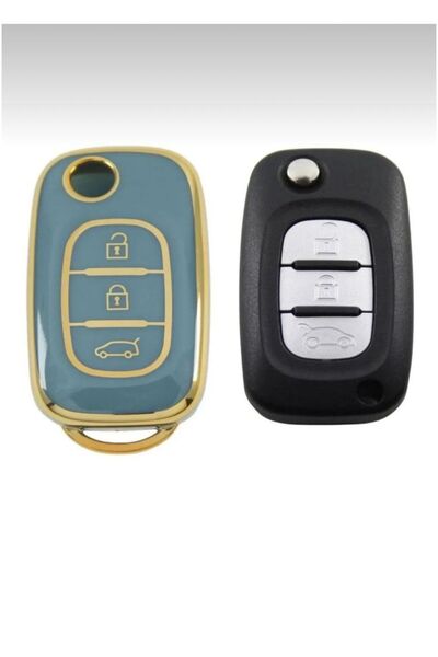 ÖZEN KEYS Megane 3 Fluence 3 Button Gray Gold Key Remote Control Case