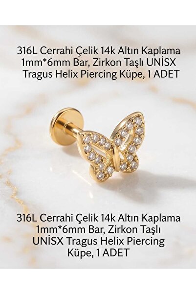 Lunexa 316L Cerrahi Çelik Altın Kaplama Kararmaz Alerji Yapmaz Zirkon Taş Fig...
