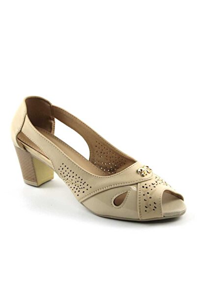 mm Women's comfortable shoes, cut out A8521-BEIGE