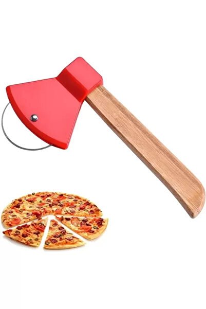 Mestore Pizza Cutter Bamboo Handle Axe Look Oval Cutter Royaleks-Ra-311