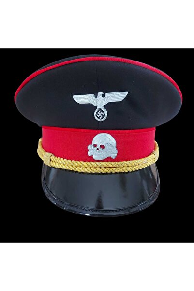 kho military design Siyah Renk Ww2 Genel SS General Siperli Şapka (55-59 Numara)