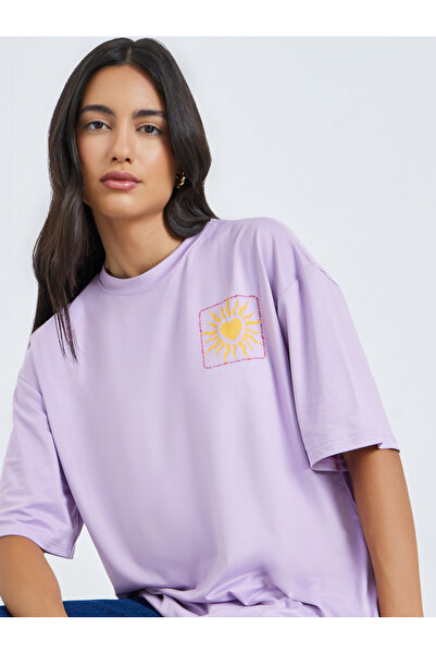 Styli Purple Oversized Short Sleeves T-Shirt