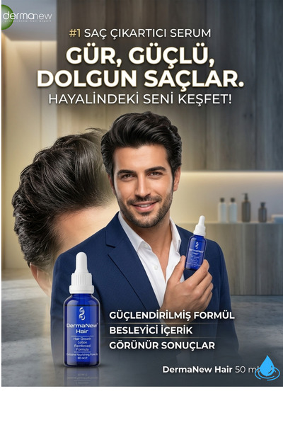 dermanew hair Saç Bakım Serumu Gürleştirici Güçlendirici Serumu Saç bakım yağı - Saç Çıkartıcı Serum - / 2 Adet+Roller