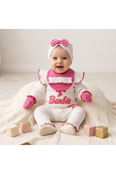 Afrababy 0-3 AY KIZ BEBEK BARBİE 5 Lİ HASTANE ÇIKIŞI SÜZENELİ TAKIM